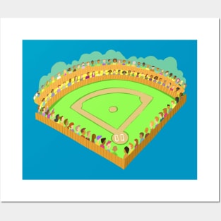 Baseball field with spectators in the stands Posters and Art